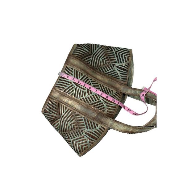 Corral Green Brown Leather Cut Out Shoulder Bag Purse Bling Western Rodeo - Picture 14 of 16